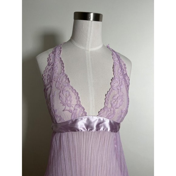RAMPAGE Lavender Purple Sheer Babydoll Lingerie Halter Camisole Tank Sz M Medium - Picture 9 of 16